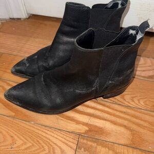 Marc Fisher Black Pointed Leather Chelsea Ankle Boots